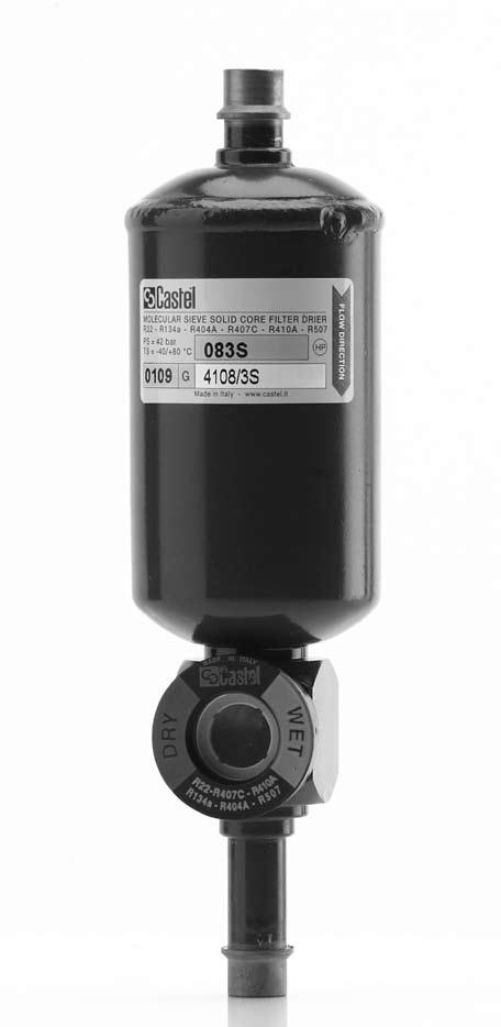 SOLID CORE FILTER DRIERS WITH SIGHT GLASS SERIES 41 CONSTRUCTION The filter series 41 is a liquid line filter drier with a sight glass directly brazed on its outlet side.