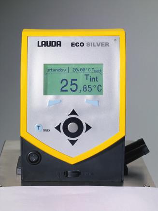 LAUDA Control head Silver The control heads Silver with 1.3 kw heater power (230 V) are perfectly suited for thermostating tasks up to 150 C. They are fitted with a monochrome LCD display. Silver 1.