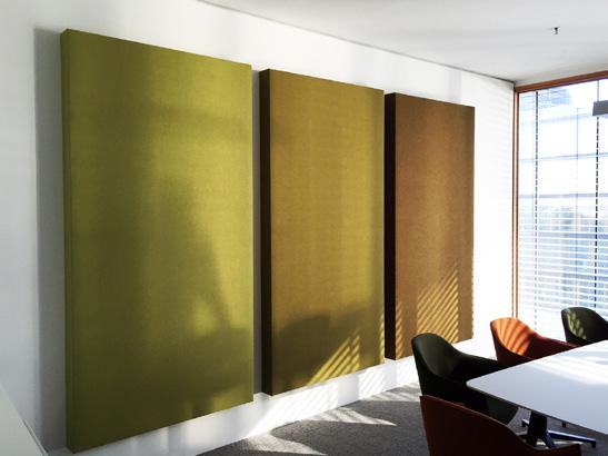 BuzziBlox Acoustic wall panels which tune a room in the speech spectrum range and especially the low to mid frequencies.