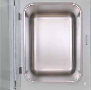 corners in the one-piece chamber; no welds Minimized contact of flat shelves & round racking; no contaminant growth sites Automated NüveDis 90 C wet disinfection function is standard,