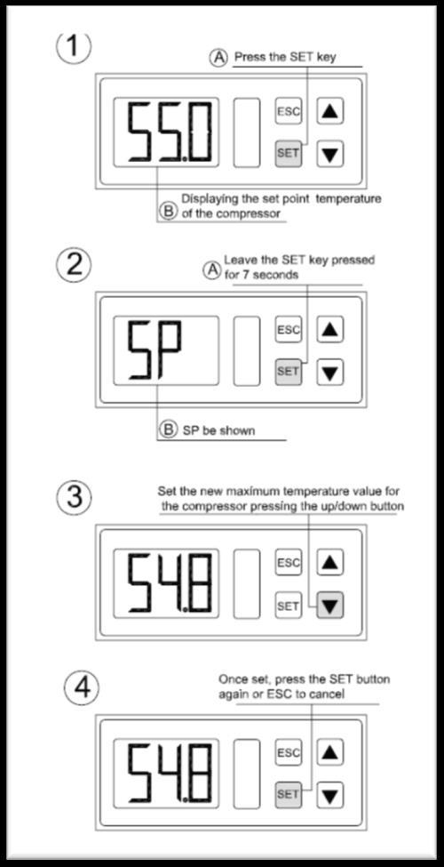 Once the temperature is set; press the SET key again To modify the temperature follow the instructions