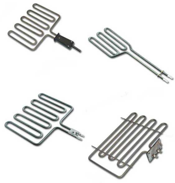 Heaters for grills Tubular heating elements, bent in various shapes to allow even temperature distribution over entire surface of grill, are the most common solution for portable