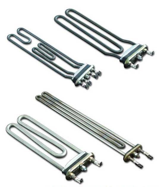Heaters for washing machines Tubular heating elements are made of stainless steel with mounting