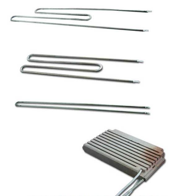Heaters for storage heating devices These heaters are produced as tubular heating elements and ceramic heaters.