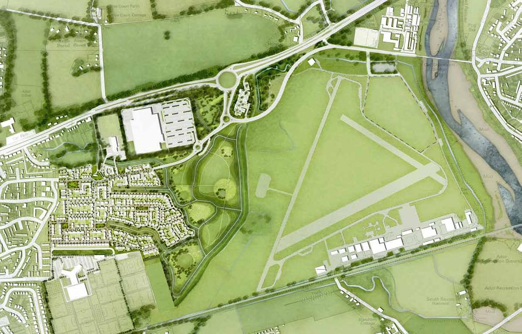 Emerging masterplan The New Monks Farm masterplan has been developed from the local plan allocation to deliver new homes, a new school, employment, improved transport infrastructure and a country
