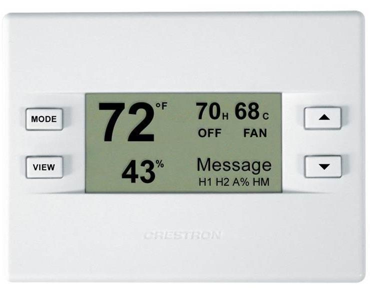 TECHNOLOGY Crestron Smart Thermostat is a versatile heating and cooling thermostat with integrated humidistat designed for one and two stage control of forced air, radiant, and heat pump HVAC systems.