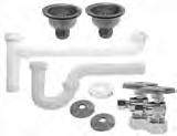 3445830 Kitchen Sink with Disposal Installation Kit with Supply Lines Includes: (1) 1-1/2 PVC Tubular End Disposal Waste, (1) 1-1/2 PVC Tubular P-Trap, (1) 1-1/2 White Escutcheon, (1) Basket