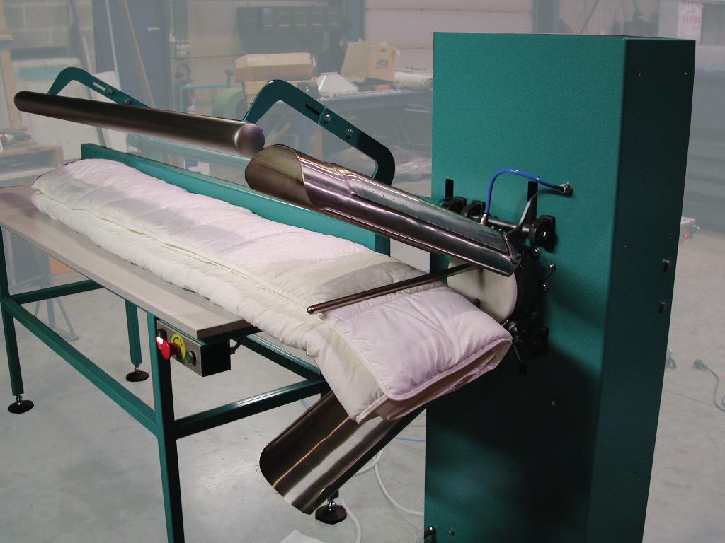 Furling of quilts The furling of quilts TECHNIC ONE is used for the conditioning of quilts, comforters, sleeping bags and other products by winding and bagging.