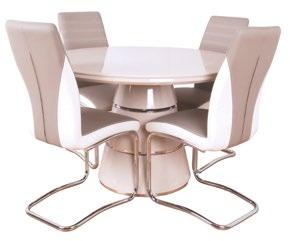 Chair available in champagne or grey PU.