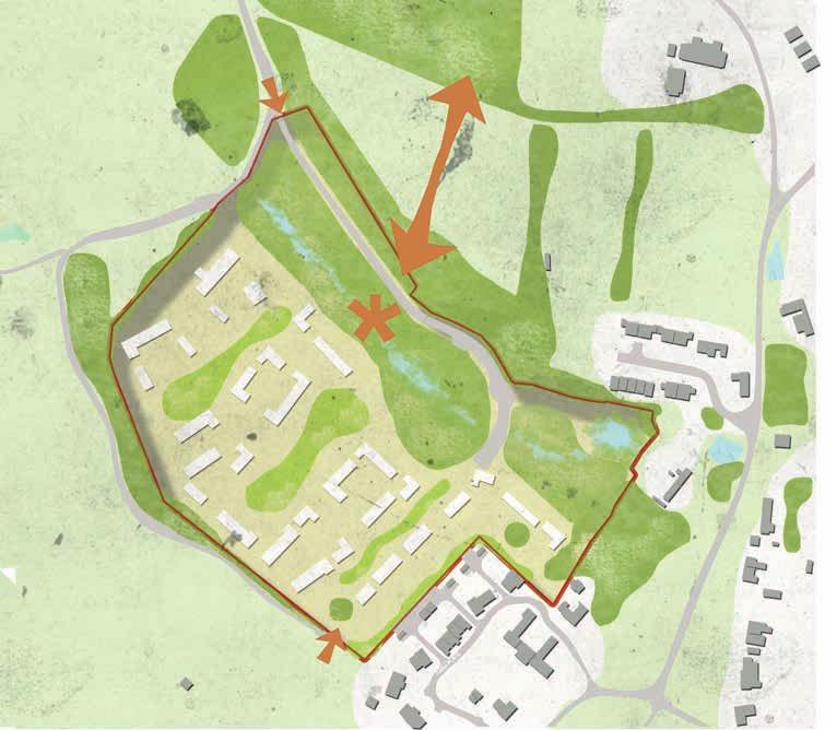 CONCEPT PLAN Millfield Lane 1 Existing landscape retained and enhanced Millennium Wood 2 Planted boundary to Farm Place 8 3 Homes arranged around green spaces 4 4 Explore improved connectivity