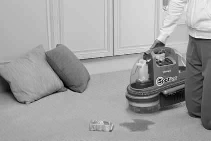 Select which cleaning cycle (surface stain or set-in) you would like to begin with. Your SpotBot will begin spraying, brushing and suctioning up the spots and stains, in its pre-programmed cycle.