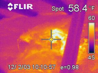The thermograph, showing a cold spot where none should be, led to a significant find that otherwise could easily have been missed.