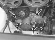 Note that the water pump gasket fitted during production is integral with the timing cover gasket, and this will need to be cut away using a sharp knife, keeping as close to the timing cover as