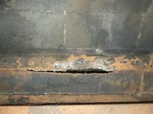 Air Leakage Significant corrosion on the fireplace damper. Upgrade weather stripping on doors.