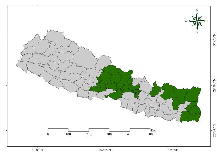 Map showing Tree Ferns Distribution in