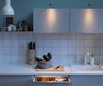 LIGHTING Cabinet lighting Cabinet lighting illuminates your favorite kitchen doors and creates a cozy mood light in the entire kitchen.