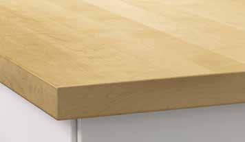 SOLID WOOD AND THIN-LAYER WOOD COUNTERTOPS Wood countertops Birch Birch is fine-grained and pale in color with a satin-like sheen that darkens with age.