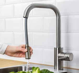INSJÖN kitchen faucet* Kitchen faucets with pull-out spout Rinsing dishes is easier with the