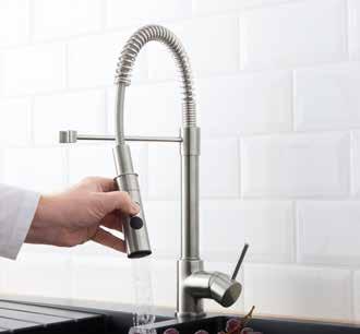 ÄLMAREN kitchen faucet with pull-out spout* Kitchen faucet with handspray The faucet functions