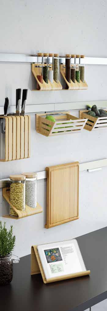 Rails and accessories Our selection of kitchen helpers gives you more work and storage space without the expense of a remodel. SUNNERSTA series SUNNERSTA Container W4¾ D4⅜ H5⅛" 503.037.