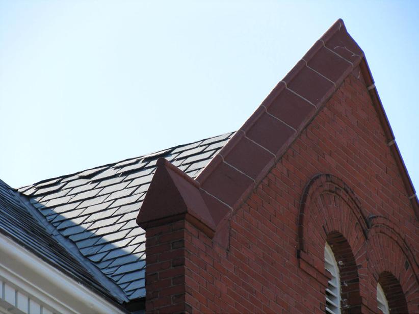 unusual features that warrant preservation, such as the 1/3- lap bond pattern, and the red mortar which blends in with the color of the bricks and gives the building a more monolithic appearance