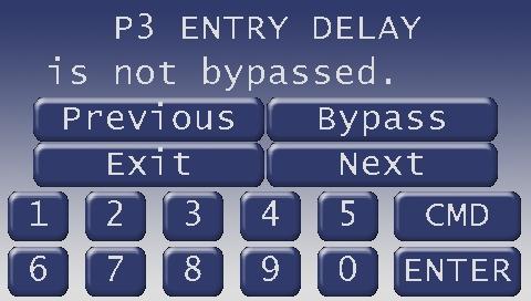 D1265 User's Guide Part II: System Commands 5. The display changes to show Enter point number or press next key. P3 ENTRY DELAY is now bypassed indicates the point was successfully bypassed. 6.