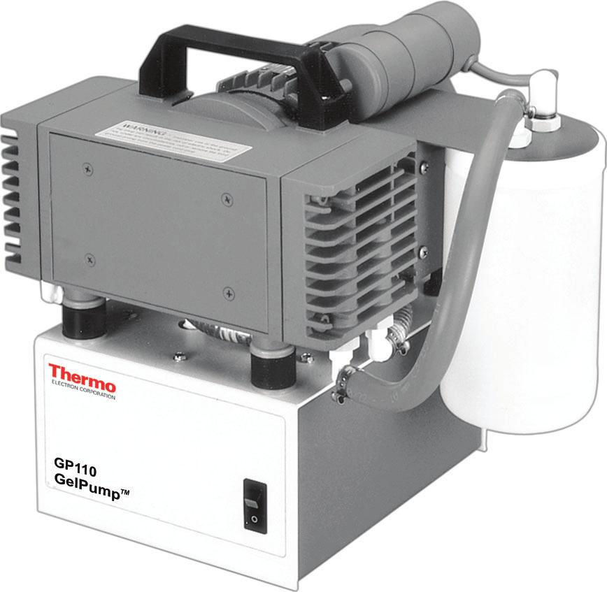 1.0 INTRODUCTION The Thermo Electron GP110 GelPump TM is a low maintenance, oil-free vacuum pump specifically designed for use with gel drying apparatus and a variety of other