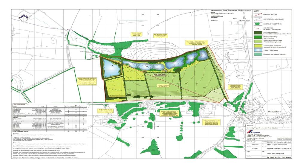 Proposed Restoration Scheme New Woodland New Ponds with Aquatic Plants New Hedgerows/Field