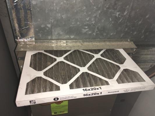 Heating condition Service does not appear to have been performed within the last year, recommend serviced by licensed HVAC contractor. 4. Filters Location: Filter located above furnace. 5.