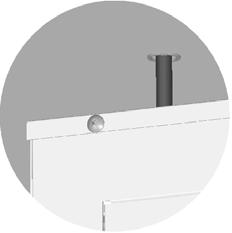 Support rods and hardware (by others) must not extend below support bracket flange. Install in a location where regular maintenance can be performed.