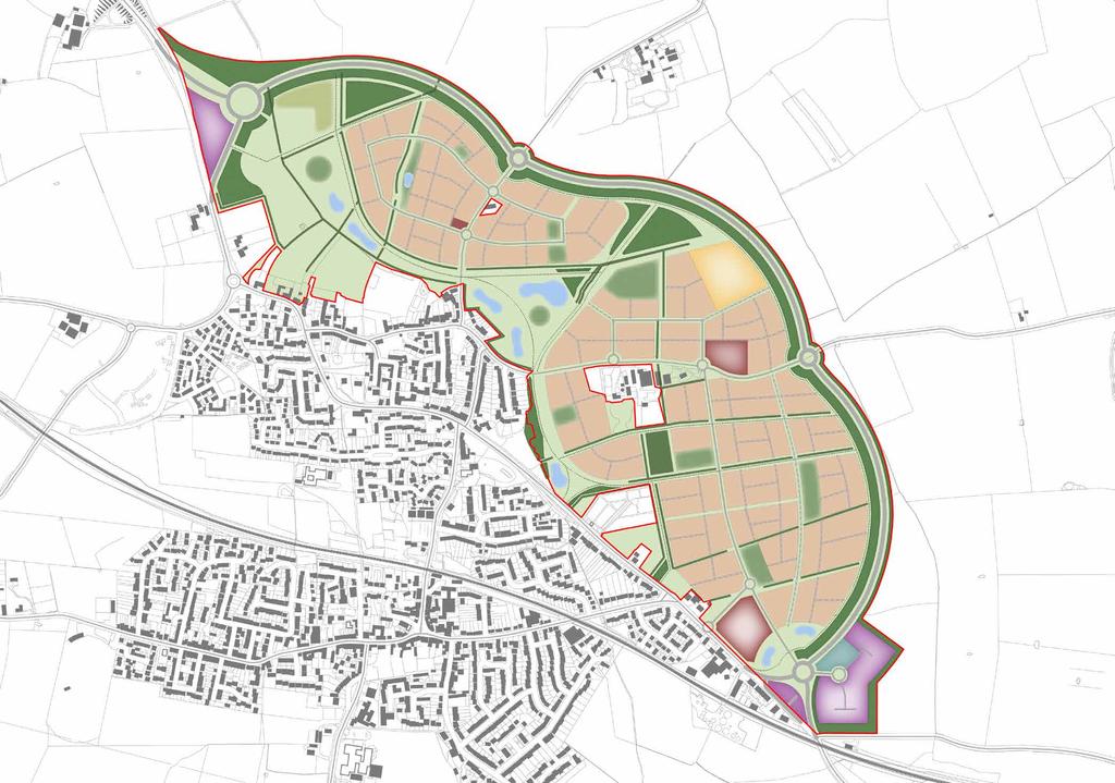 Development Proposal The proposed development could provide two new residential neighbourhoods, that will work in conjunction with the existing historic centres of the village to provide up to 1600