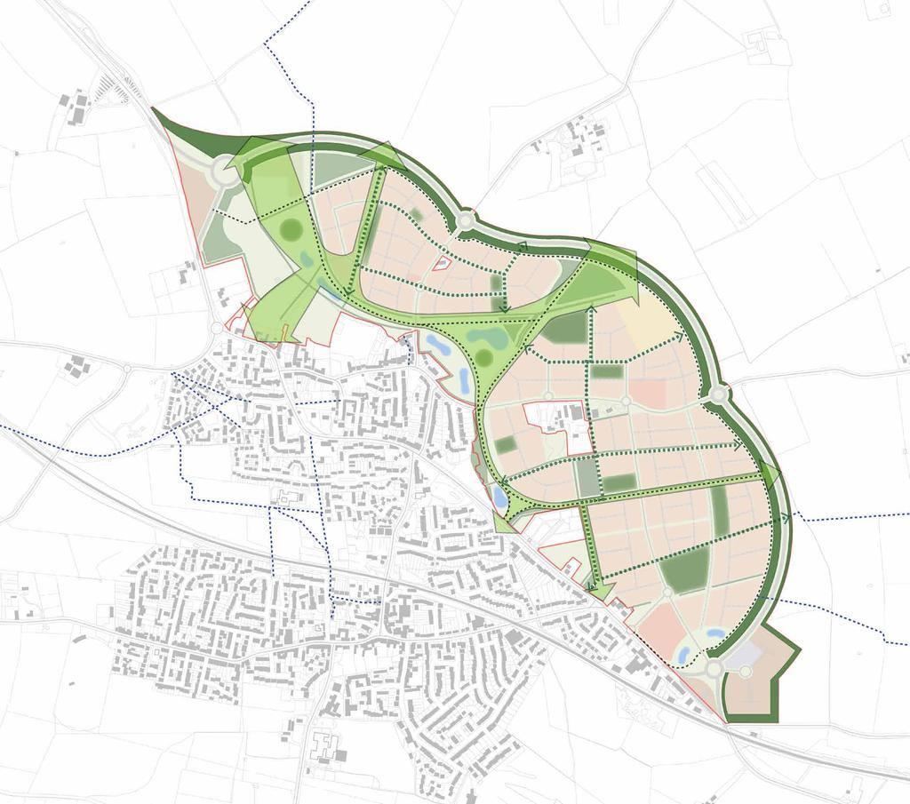 Landscape & Open space Retaining the existing mature landscape framework and reinforcing with species appropriate to the wider landscape character will integrate the proposed development into its