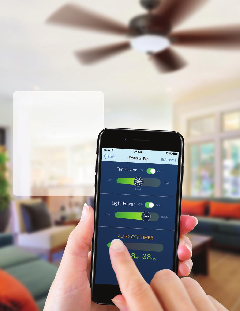 NEW! Bluetooth Ceiling Fan Control with App RCBT100 Bluetooth Technology - Control Your Ceiling Fan with your Apple or Android device with the Free Emerson Ceiling Fan App App controls compatible