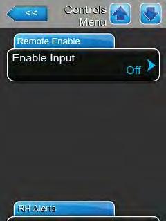 Remote Enable Enable Input: With this setting you determine wether the Condair RS can be enabled and disabled via an external enable contact ("On") or not ("Off").
