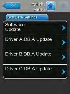 Software Settings Software Update: with the function "Software Update" you can update the control software of the integrated controller. Driver A.DB.