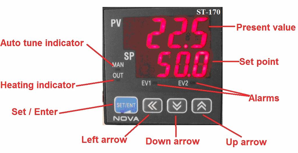 Main Temperature Controller This control is marked TEMP. CONTROL and consists of the digital display and UP and DOWN arrow pads for inputting set point temperatures and calibration.