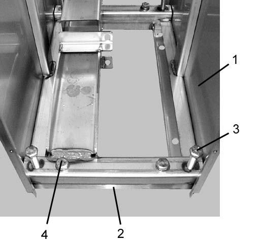 level with the support pillar. When the control pillar (1) is in position, it is fixed to the installation frame (2) with four fixing bolts (4).