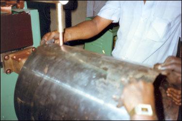 SPOT WELDING The rocker arm spot welding machine is an important machine in manufacturing Drums & Barrels.