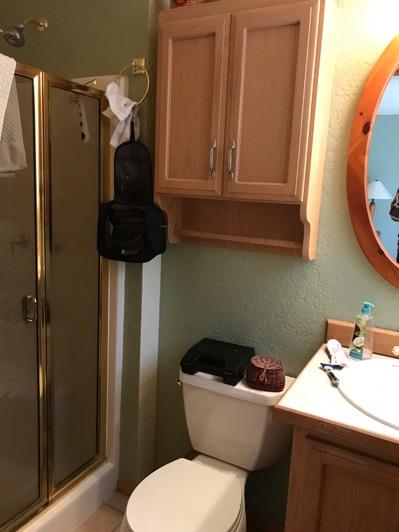 1. Location Materials: Bedroom Master Bathroom 2. Room Ceiling and walls are in good condition overall. Accessible outlets operate. Light fixture operates. 3.