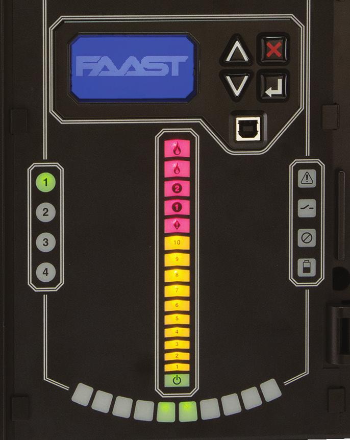 Intuitive Interface and Display Simple Communications FAAST XT, XM and XS detectors feature intuitive LCD interfaces that show system status at a glance.