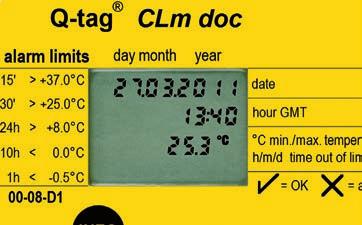 Sample displays of the Q-tag CLm doc Pressing the Info button allows various relevant values and information to be read from the Q-tag CLm doc. These are then shown clearly on the display.