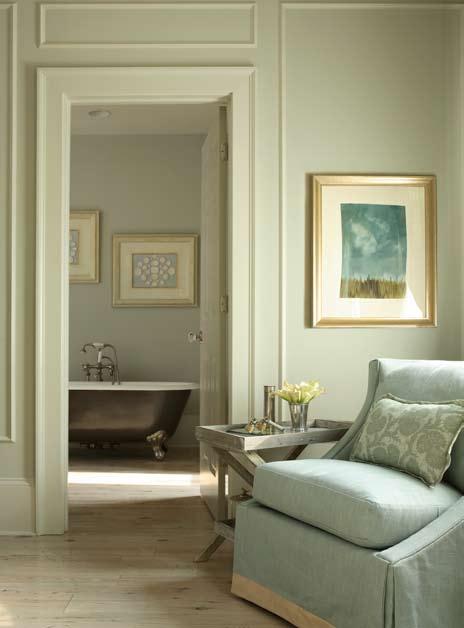 The trim detail created panels around the room and the freestanding tub in the master bath.