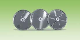 A variety of slicing discs (grating, shredding, straight blades, or corrugated) are available upon request Durable and