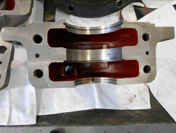 We milled the top and bottom halves of the bearing housings flat, and then need