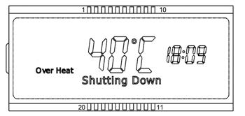 If extreme outlet temperatures are reached, the unit will initiate a safety phase shut down. Under this condition, the screen will flash red and Over Heat and the elements will switch off.