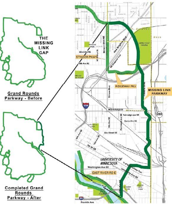 Figure 2: Grand Rounds Missing Link Regional Trail Route Interim Route Preferred Route (long-term) This segment of the route to be determined after the City selects the location of the rail yard