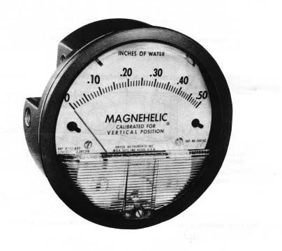 7.3.2. Air Velocity Reading Instruments: Figure 7-6: Magnehelic gauge for reading static pressures in air systems 7.3.2.1. Used for reading: Air flow through duct openings.