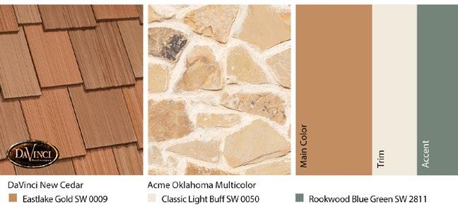TAN STONE The warmth of stones with a tan cast makes them a popular choice for home exteriors. Tan can be neutral or lean towards another color such as gold, green, peach, or coral.