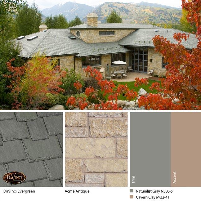 When your roof and stone colors work hand-in-hand, the way DaVinci Autumn and Millsap Tan do, neutral colors are all you need to give your home a polished look.