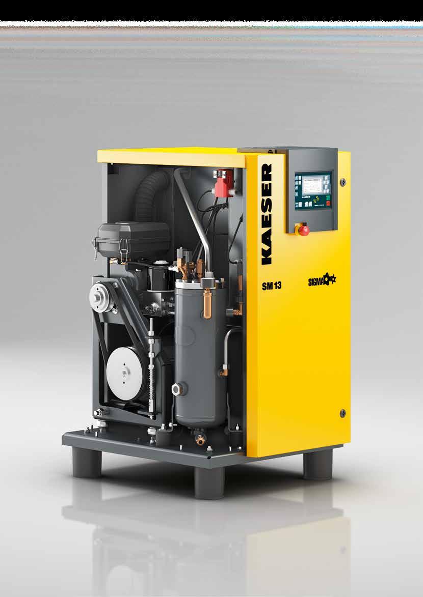 SM series Long-term savings Quiet and ful, durable and reliable Discerning compressed air users expect maximum availability and efficiency even from smaller compressors.